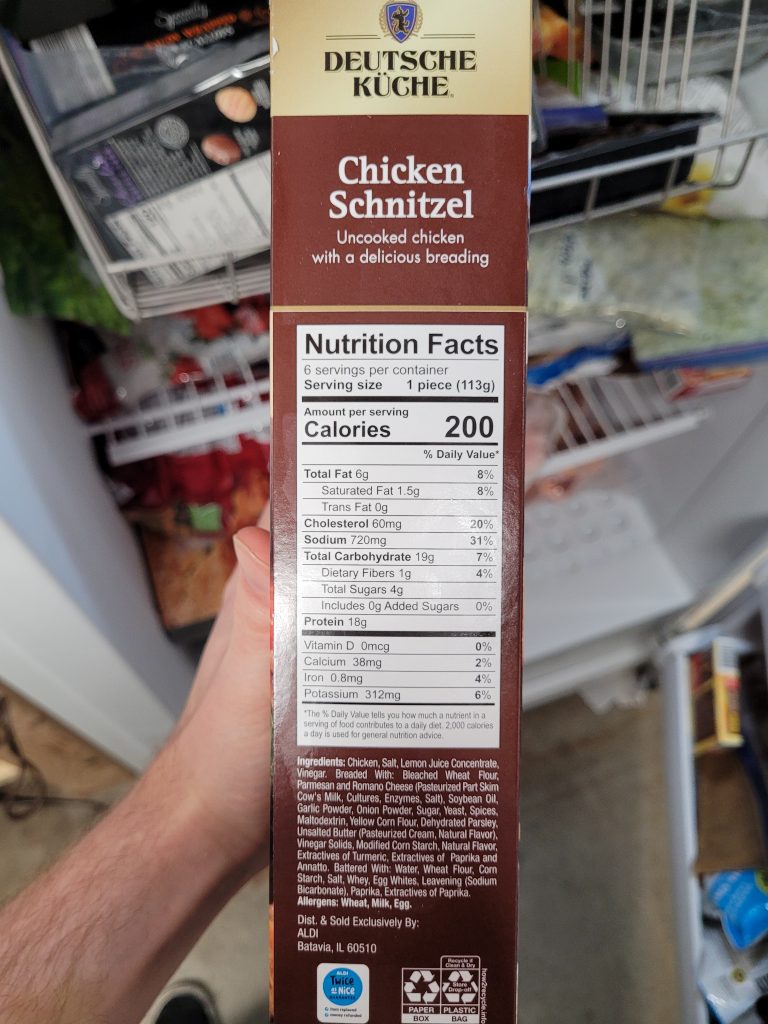 Aldi Schnitzel Nutrition Ingredients