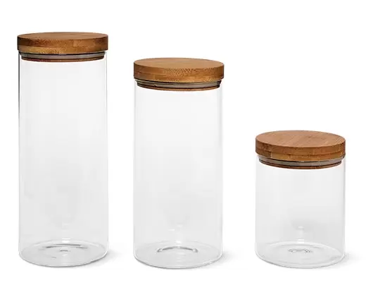 Crofton Glass Canister Set with Bamboo Lids